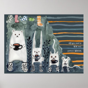 Tea and Warm Socks Blue Poster