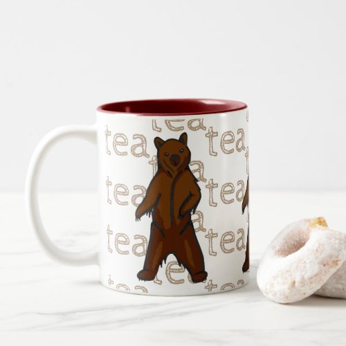 Tea Artistic Wild Grizzly Brown Bear Two_Tone Coffee Mug