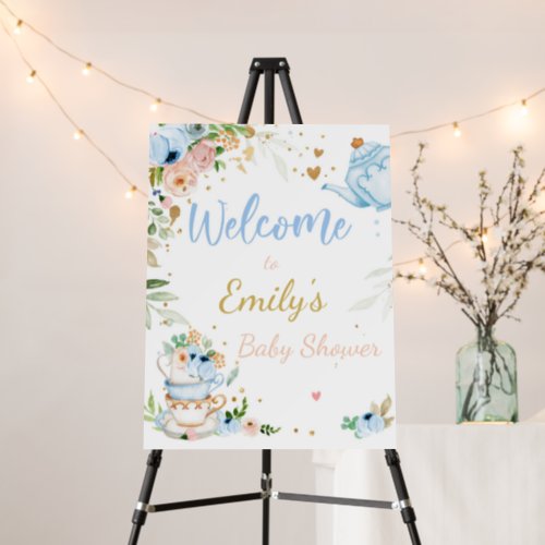 Tea Baby Shower baby is Brewing Boy Welcome Sign
