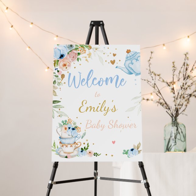 Tea Baby Shower baby is Brewing Boy Welcome Sign (In Situ (Stand))
