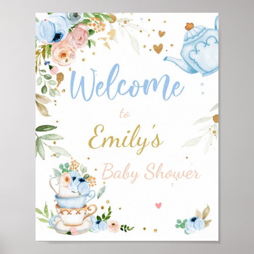 Tea Baby Shower baby is Brewing Boy Welcome Sign