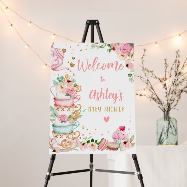 Tea Baby Shower Baby is Brewing Girl Welcome Foam Board (In Situ (Stand))