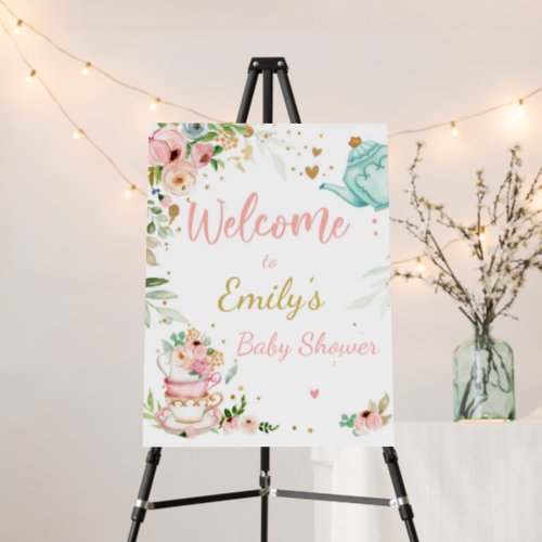 Tea Baby Shower baby is Brewing Girl Welcome Sign
