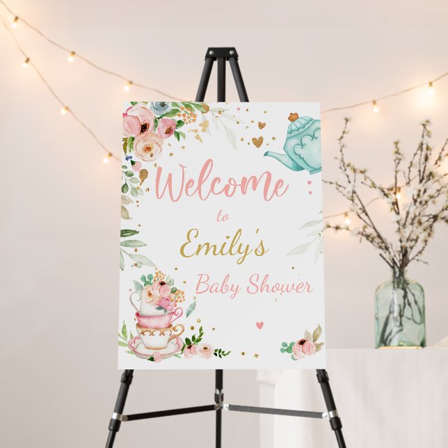 Tea Baby Shower baby is Brewing Girl Welcome Sign (In Situ (Stand))