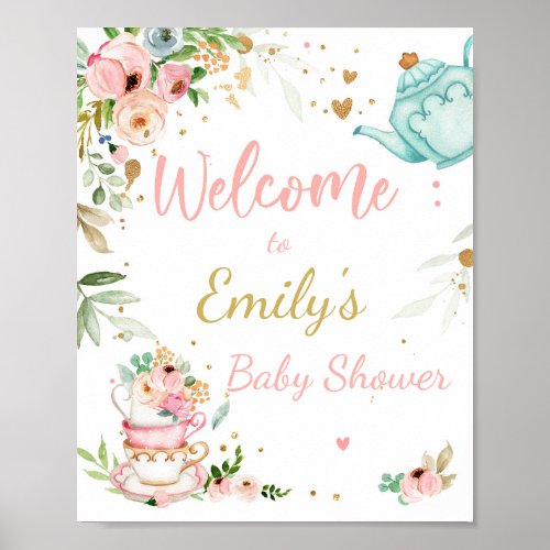 Tea Baby Shower baby is Brewing Girl Welcome Sign