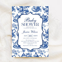 Tea Baby Shower Blue White Chinoiserie