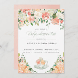 Tea Baby Shower Invitation Garden Floral