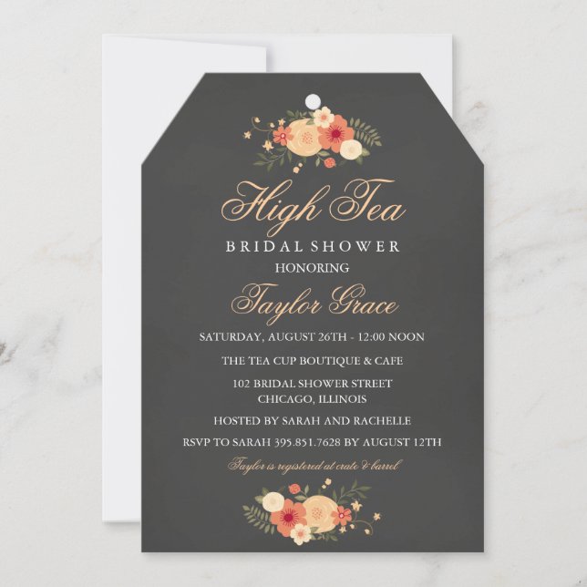 Tea Bag High Tea Bridal Shower Invitation (Front)