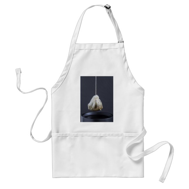 Tea bag is hung in a cup adult apron (Front)