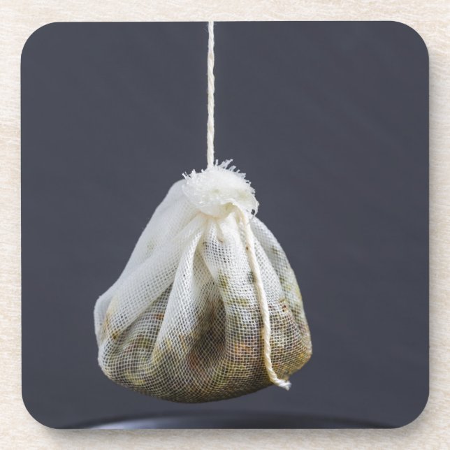 Tea bag is hung in a cup beverage coaster (Front)