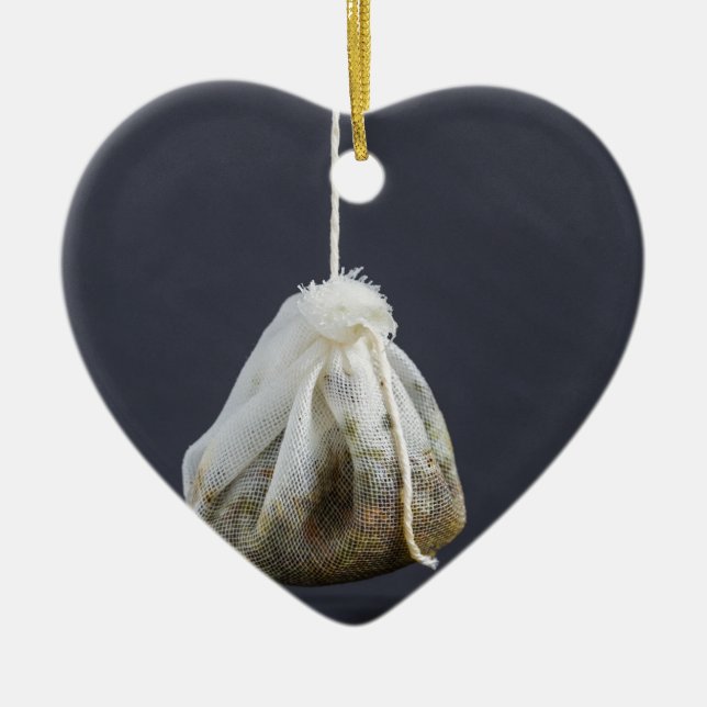 Tea bag is hung in a cup ceramic ornament (Front)