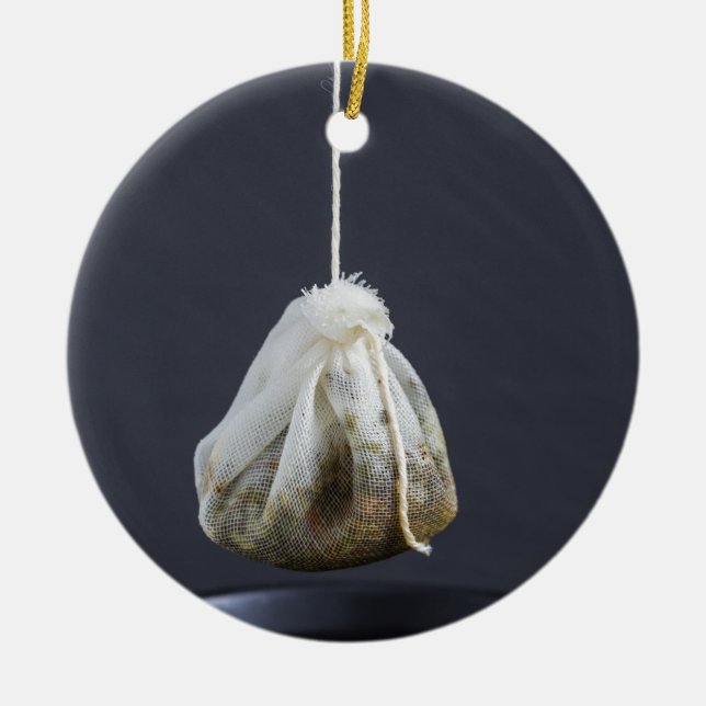 Tea bag is hung in a cup ceramic ornament (Front)