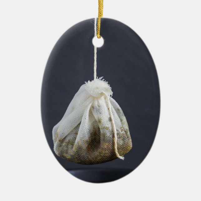 Tea bag is hung in a cup ceramic ornament (Front)
