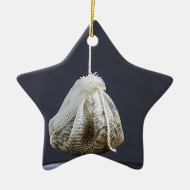 Tea bag is hung in a cup ceramic ornament (Front)
