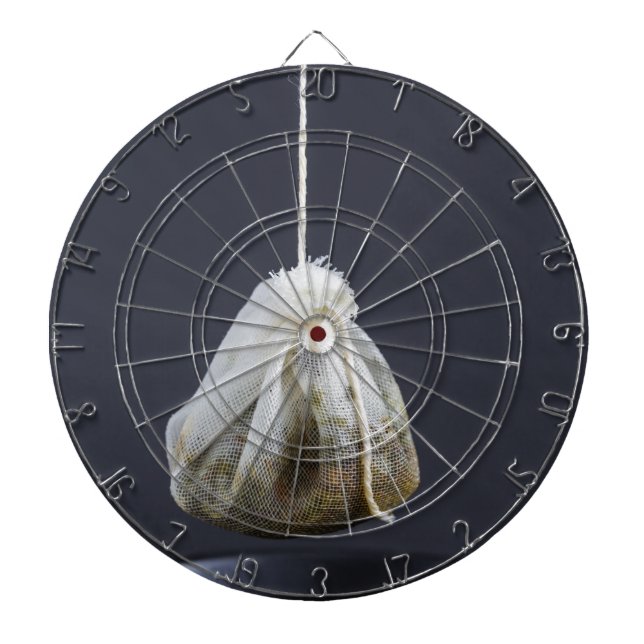Tea bag is hung in a cup dart board (Front)