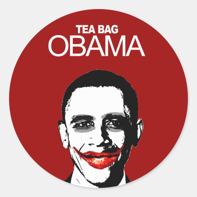 TEA BAG OBAMA CLASSIC ROUND STICKER (Front)