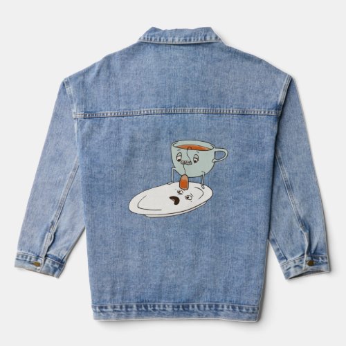 Tea Bagger Cup and Plate Kitchen Humor Sunday T  Denim Jacket