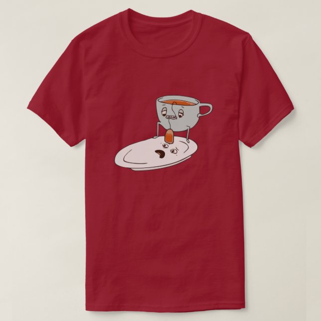 Tea Bagger Cup and Plate Kitchen Humor Sunday T T-Shirt (Design Front)