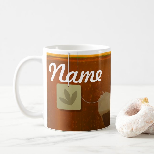 Tea Bags Personalized Coffee Mug, Cup (With Donut)