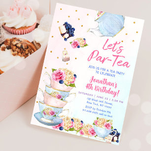 Tea Birthday Girl Party Par-tea Floral Birthday Invitation