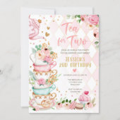 Tea Birthday Invitation Girl Party Par-tea Floral (Front)