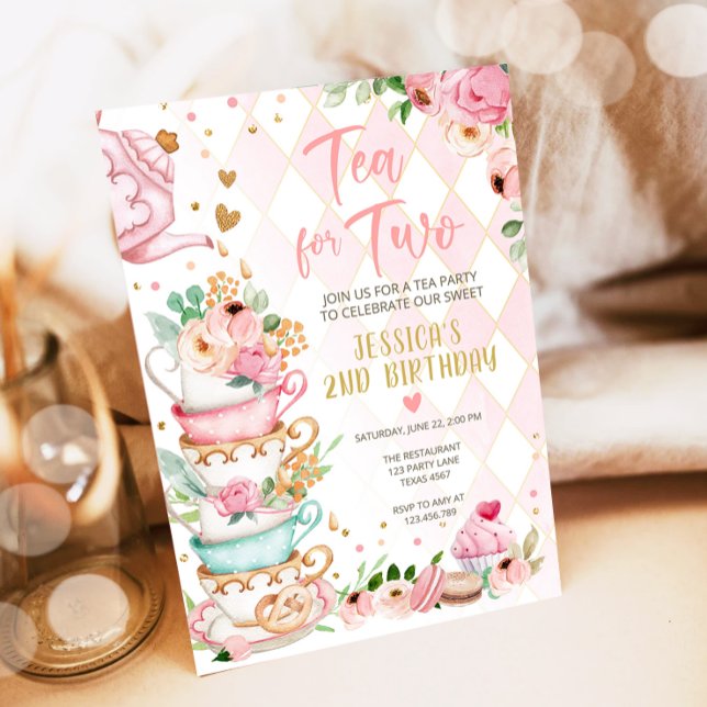 Tea Birthday Invitation Girl Party Par-tea Floral