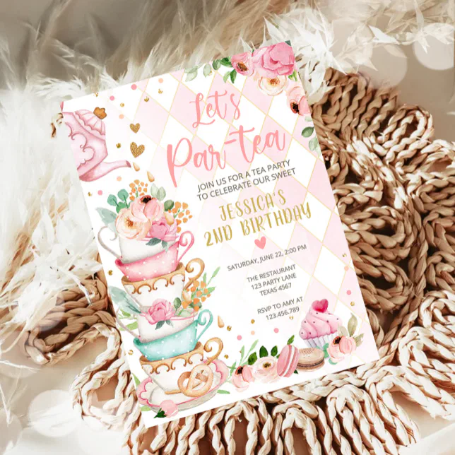 Tea Birthday Invitation Girl Party Par-tea Floral | Zazzle