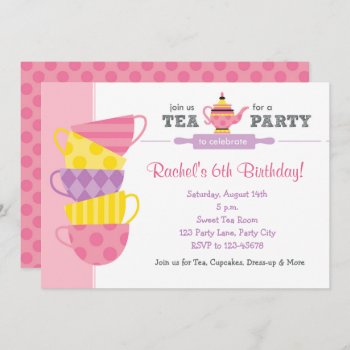 Tea Birthday Invitations (tea Party Cups) by CallaChic at Zazzle