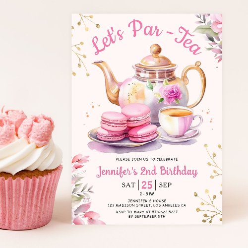 Tea Birthday Party Girl Pink Lets Par_Tea Invitation