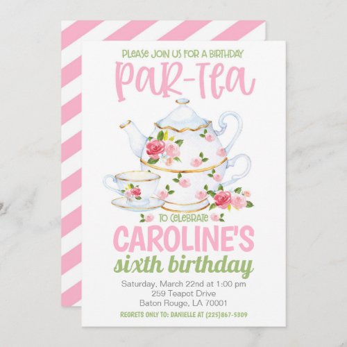 Tea Birthday Party Invitation