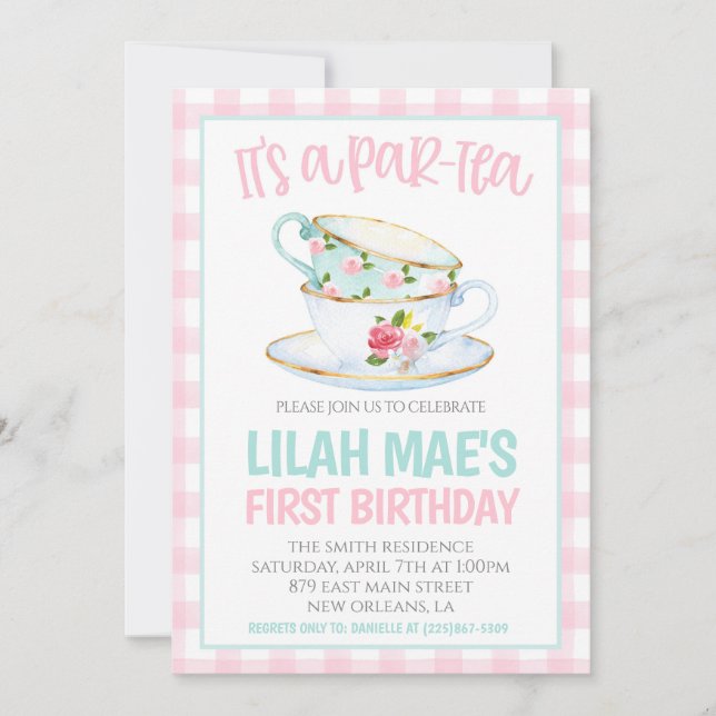 Tea Birthday Party Invitation (Front)
