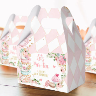 Tea Birthday Party Pink Flower Girl Par-tea Floral Favor Boxes