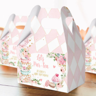 Tea Birthday Party Pink Flower Girl Par-tea Floral Favor Boxes