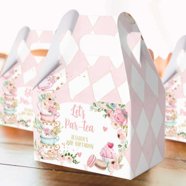 Tea Birthday Party Pink Flower Girl Par-tea Floral Favor Boxes (Creator Uploaded)