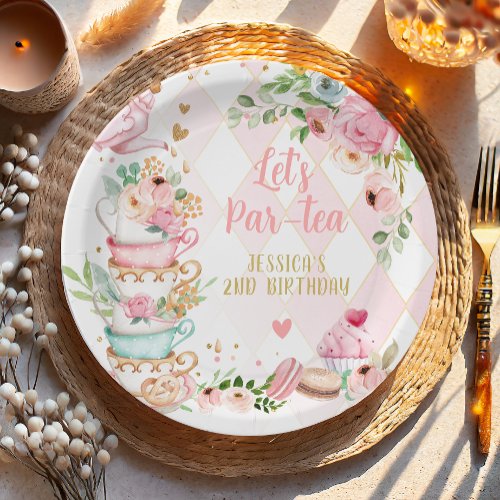 Tea Birthday Party Pink Flower Girl Par_tea Floral Paper Plates