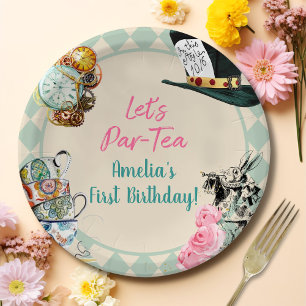 Tea Birthday Party Pink Flower Girl Par-tea Floral Paper Plates