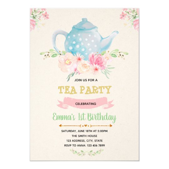 Tea birthday theme invitation | Zazzle.com