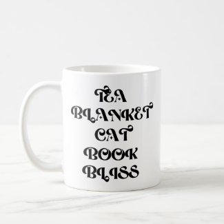 Tea Blanket Cat Book Bliss Cute Retro Typography 