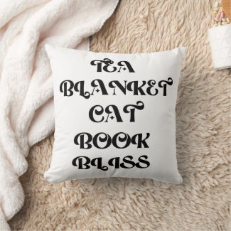 Tea Blanket Cat Book Bliss Cute Retro Typography