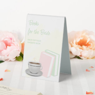 Tea & Books Bridal Shower Books For The Bride Table Tent