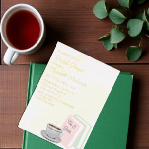 Tea & Books Bridal Shower Foil Invitation
