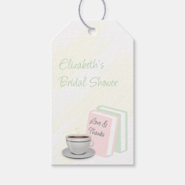 Tea & Books Bridal Shower Gift Tags (Front)
