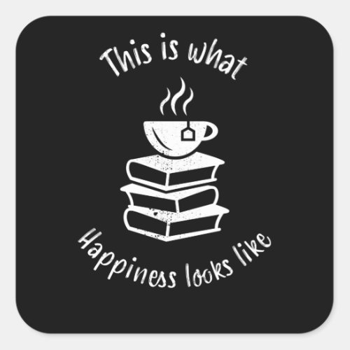 Tea Books _ Happiness Tealover Gift Square Sticker