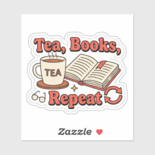 Tea, books, repeat - cozy book lover reading sticker