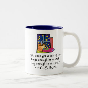 Tea & Books w Quote Two-toned Mug, 6 colors, 2 siz Two-Tone Coffee Mug