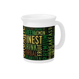 Tea breakfast text design -Customizable background Pitcher