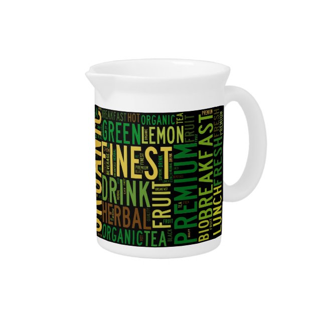 Tea breakfast text design -Customizable background Pitcher (Right)