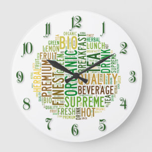 Tea breakfast text design large clock