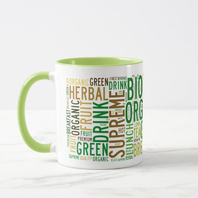 Tea breakfast text design mug (Left)