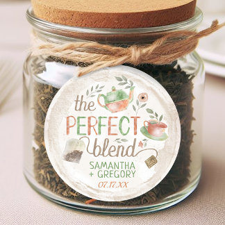 Tea Bridal Wedding Shower The Perfect Blend Favors Classic Round Sticker